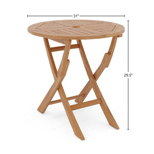 Curated Maison Devon 3-Piece Teak Folding Outdoor Bistro Set with Folding Table and Armchairs