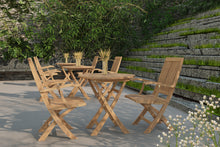 Curated Maison Devon 3-Piece Teak Folding Outdoor Bistro Set with Folding Table and Armchairs