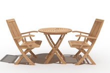 Curated Maison Devon 3-Piece Teak Folding Outdoor Bistro Set with Folding Table and Armchairs
