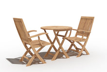 Curated Maison Devon 3-Piece Teak Folding Outdoor Bistro Set with Folding Table and Armchairs