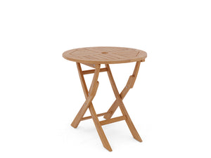Curated Maison Lucas 3-Piece Round Teak Outdoor Bistro Set with Folding Table