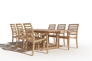 Curated Maison Mathieu 5-Piece Family Outdoor Extendable Dining Set with Stacking Armchairs