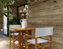 Curated Maison Directeur 3-Piece Square Teak Outdoor Bar Height Dining Set