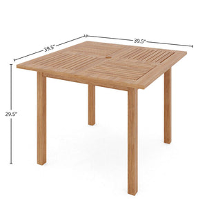 Curated Maison Perrin 5-Piece Square Teak Table Outdoor Dining Set w/ Stacking Armchairs