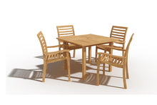 Curated Maison Mathieu 5-Piece Square Teak Outdoor Dining Set with Stacking Armchairs