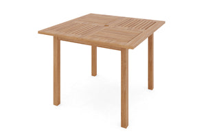Curated Maison Perrin 5-Piece Square Teak Table Outdoor Dining Set w/ Stacking Armchairs