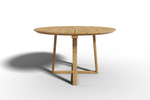 Curated Maison Plaisance 5-Piece Round Teak Outdoor Dining Set with Stacking Armchairs