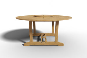Curated Maison Ambre 5-Piece Round Teak Outdoor Dining Set with Lazy Susan