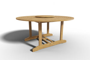Curated Maison Ambre 5-Piece Round Teak Outdoor Dining Set with Lazy Susan