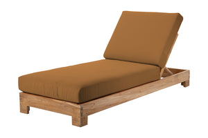 Set of 2 Pacific Teak Outdoor Chaise Lounger. Sunbrella Cushion.