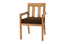Set of 2 Chatsworth Teak Outdoor Dining Arm Chair. Sunbrella Cushion.