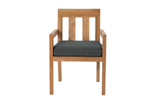 Set of 2 Chatsworth Teak Outdoor Dining Arm Chair. Sunbrella Cushion.