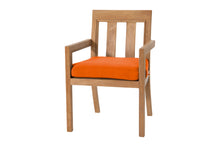 Set of 2 Chatsworth Teak Outdoor Dining Arm Chair. Sunbrella Cushion.