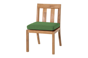 Set of 2 Chatsworth Teak Outdoor Dining Armless Chair. Sunbrella Cushion.