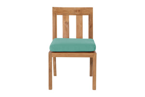 Set of 2 Chatsworth Teak Outdoor Dining Armless Chair. Sunbrella Cushion.