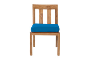 Set of 2 Chatsworth Teak Outdoor Dining Armless Chair. Sunbrella Cushion.