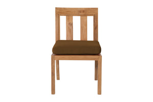 Set of 2 Chatsworth Teak Outdoor Dining Armless Chair. Sunbrella Cushion.