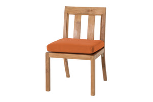 Set of 2 Chatsworth Teak Outdoor Dining Armless Chair. Sunbrella Cushion.