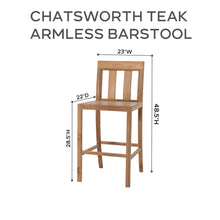 5 pc Chatsworth Teak Bar with 36" Square Bar Table. Sunbrella Cushion.