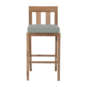 Set of 2 Chatsworth Outdoor Teak Armless Barstool. Sunbrella Cushion.