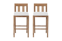 Set of 2 Chatsworth Outdoor Teak Armless Barstool. Sunbrella Cushion.