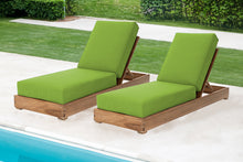 Set of 2 Chatsworth Teak Outdoor Chaise Lounger. Sunbrella Cushion.