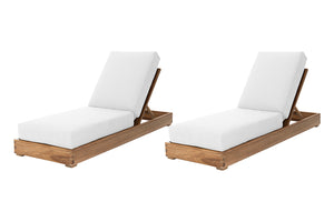 Set of 2 Chatsworth Teak Outdoor Chaise Lounger. Sunbrella Cushion.