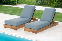Set of 2 Chatsworth Teak Outdoor Chaise Lounger. Sunbrella Cushion.