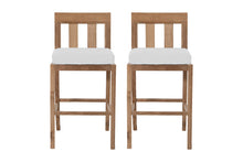 Set of 2 Chatsworth Outdoor Teak Armless Counter Stool. Sunbrella Cushion.