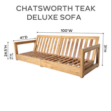 7 pc Chatsworth Teak Deep Seating Deluxe Sofa with 36" Coffee Table. Sunbrella Cushion