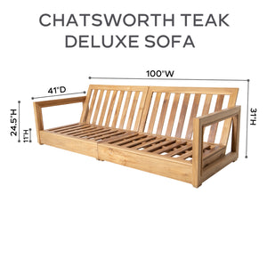 7 pc Chatsworth Teak Deep Seating Deluxe Sofa with 36" Coffee Table. Sunbrella Cushion