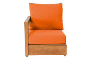 Chatsworth Teak Outdoor Left Arm Chair. Sunbrella Cushion