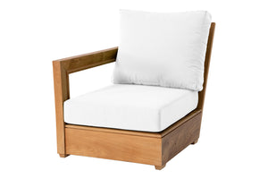 Chatsworth Teak Outdoor Left Arm Chair. Sunbrella Cushion