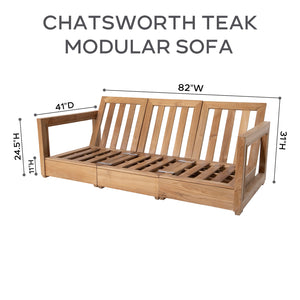 7 pc Chatsworth Sofa Teak Deep Seating with Coffee Table. Sunbrella Cushion