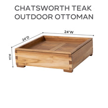Chatsworth Teak Outdoor Ottoman. Sunbrella Cushion.
