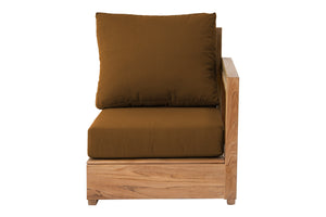 Chatsworth Teak Outdoor Right Arm Chair. Sunbrella Cushion