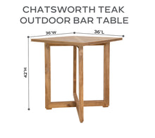 Chatsworth Square 36" Teak Outdoor Bar Table