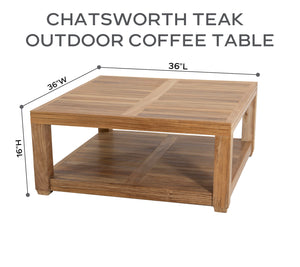 7 pc Chatsworth Loveseat Teak Deep Seating with Coffee Table. Sunbrella Cushion