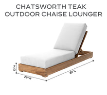 Set of 2 Chatsworth Teak Outdoor Chaise Lounger. Sunbrella Cushion.