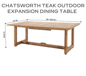 Chatsworth 79"/102.5" Teak Outdoor Expansion Dining Table