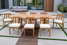 9 pc Chatsworth Teak Dining Set with Expansion Table. Sunbrella Cushion.