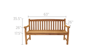 Classic 3 Seater Teak Outdoor Bench