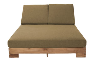 Pacific Teak Outdoor Double Chaise Lounger. Sunbrella Cushion.