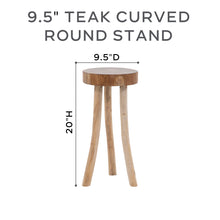 9.5" x 20" Teak Curved Leg Round Tripod Stand