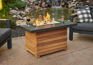 Outdoor Greatroom DAR-1224 Darien Concrete Top with Teak Gas Fire Pit Table