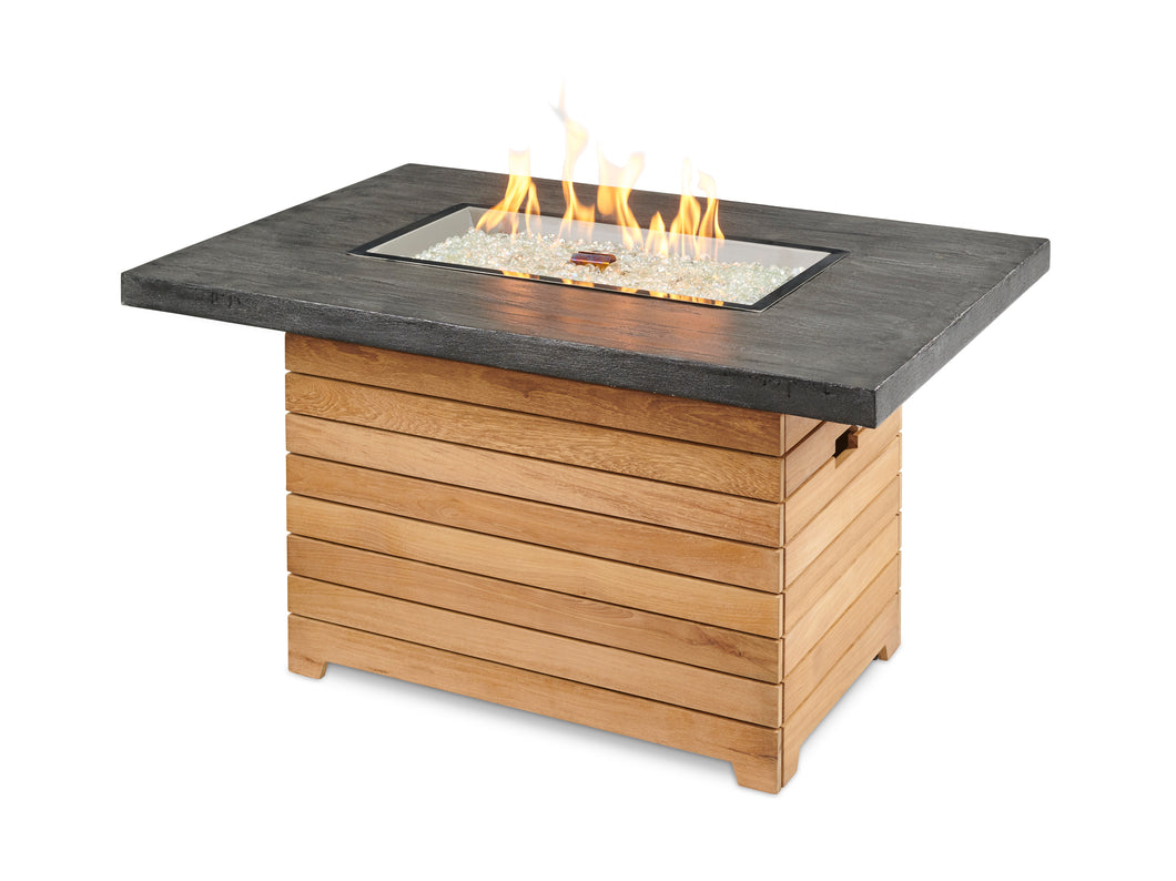 Outdoor Greatroom DAR-1224 Darien Concrete Top with Teak Gas Fire Pit Table