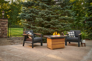 Darien Concrete Top with Teak Outdoor Fire Table