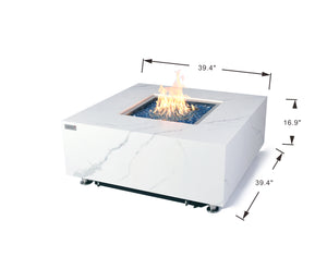 Elementi Plus OFP103BW Bianco Marble Porcelain Outdoor Fire Table