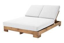 Pacific Teak Outdoor Double Chaise Lounger. Sunbrella Cushion.