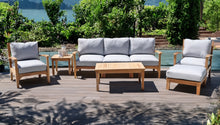 6 pc Huntington Teak Deep Seating Set with Coffee Table. Sunbrella Cushion.